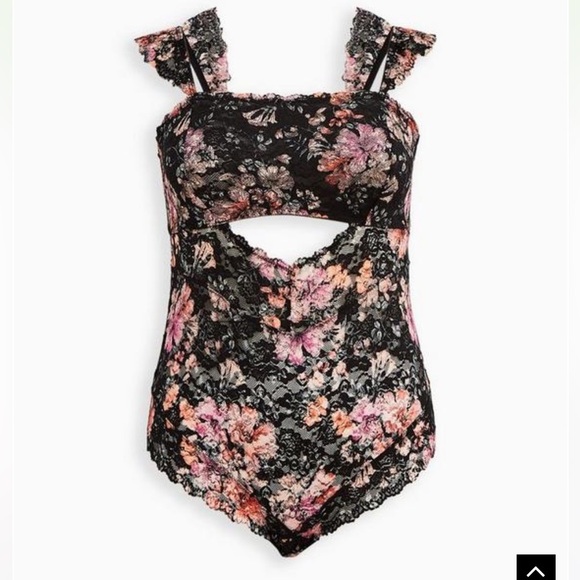 torrid Other - Torrid Floral Lace Front Cutout Bodysuit